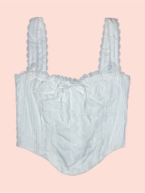White Lace-Trim Corset Crop Top
